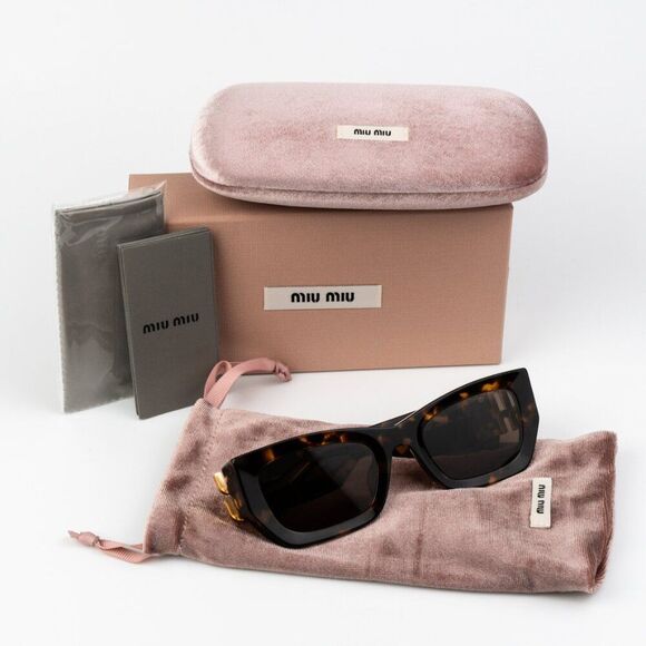 NEW Miu Miu MU09WS VAU06B GLIMPSE Honey Havana Brown Rectangle Women Sunglasses main image 13